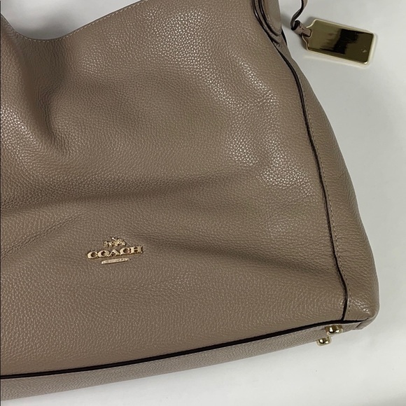 COACH Pebbled Leather Taupe Satchel - Picture 2 of 8